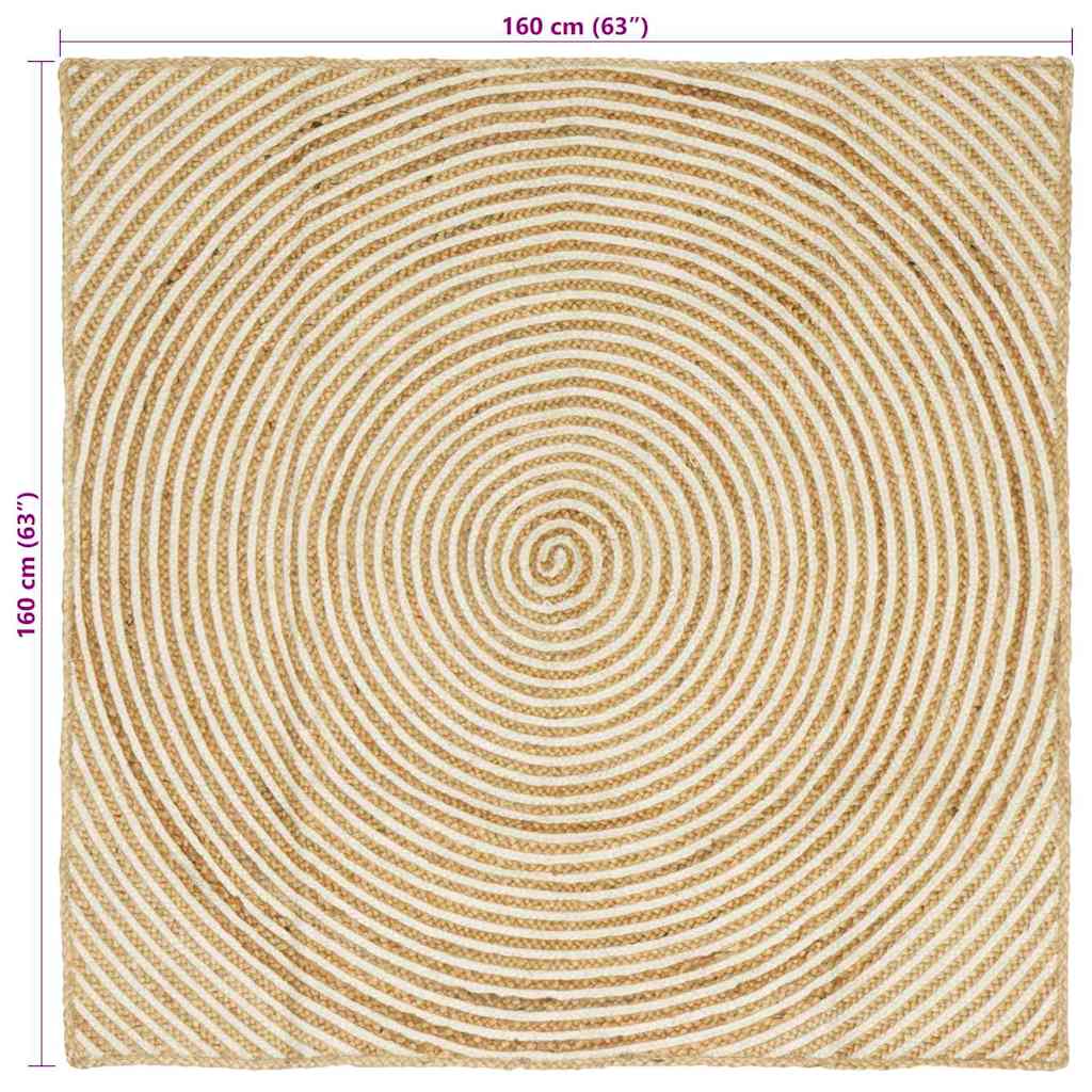Vloerkleed Natuurlijk en Wit 160 x 160 cm Jute image 8