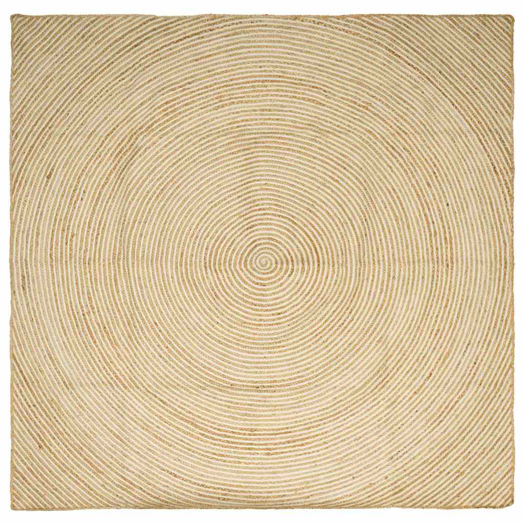 Vloerkleed Natuurlijk en Wit 240 x 240 cm Jute image 1