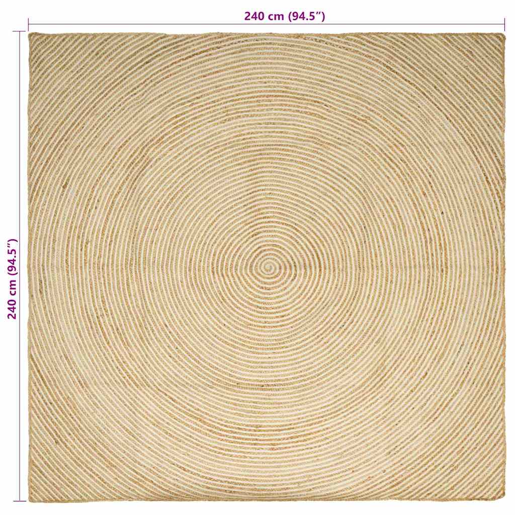 Vloerkleed Natuurlijk en Wit 240 x 240 cm Jute image 8