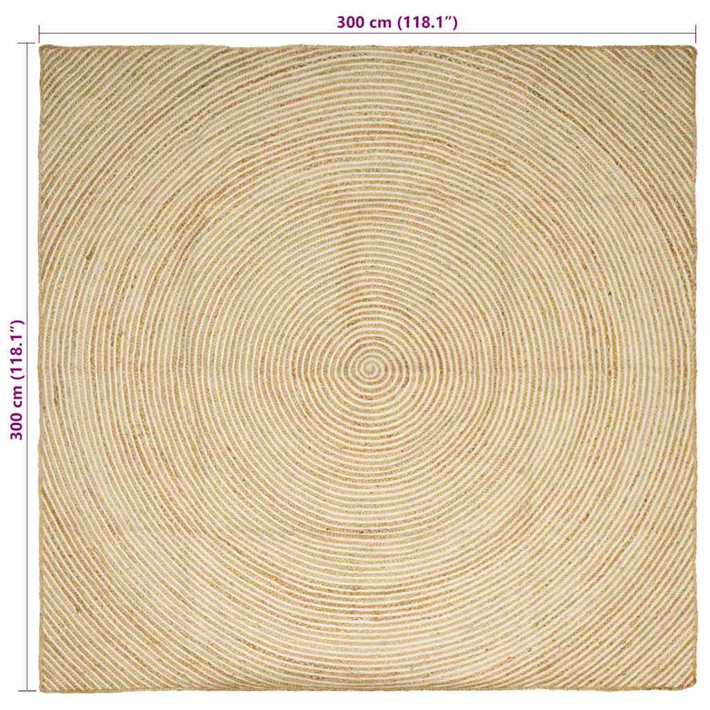 Vloerkleed Natuurlijk en Wit 300 x 300 cm Jute image 8