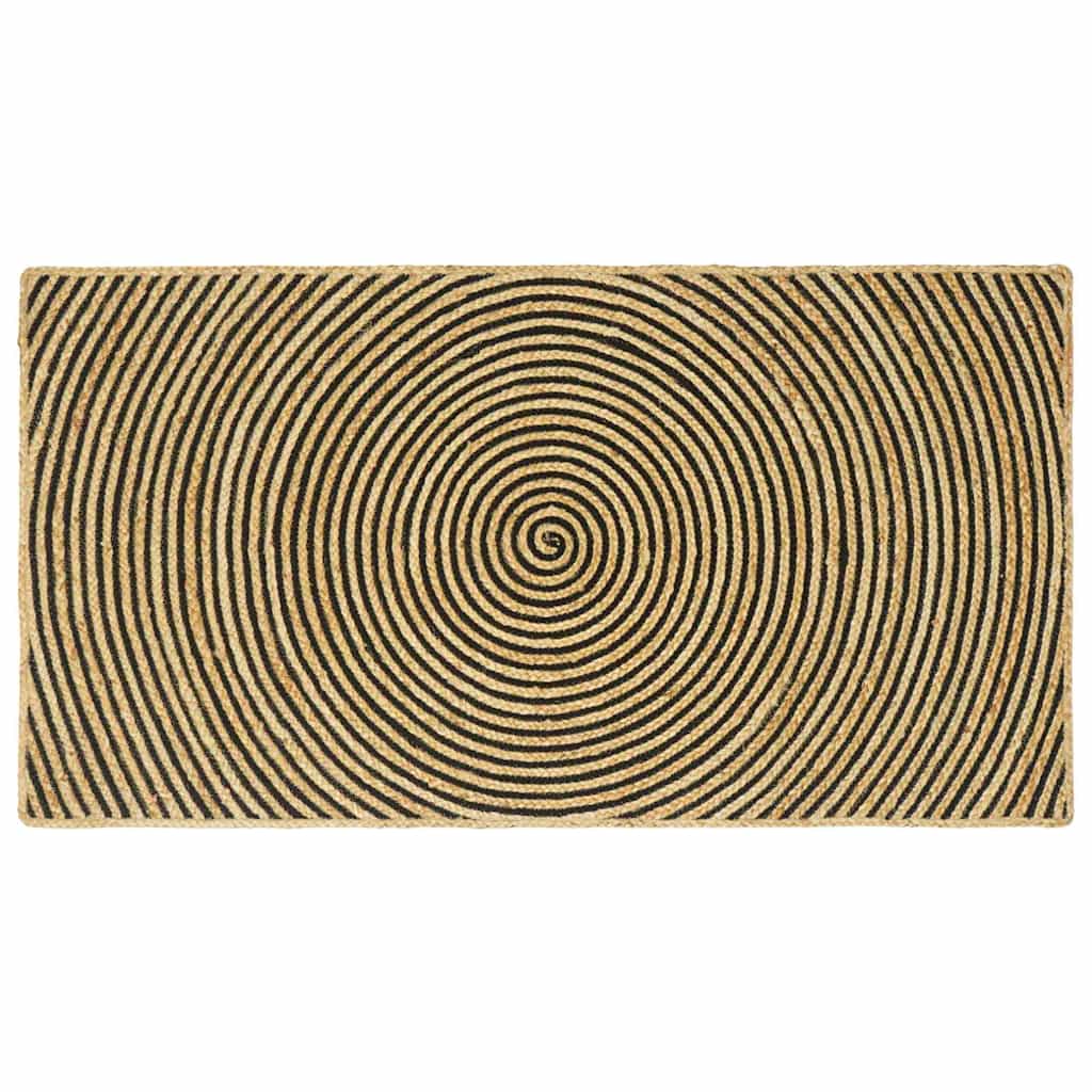 Vloerkleed Natuurlijk en Zwart 100 x 200 cm Jute image 1