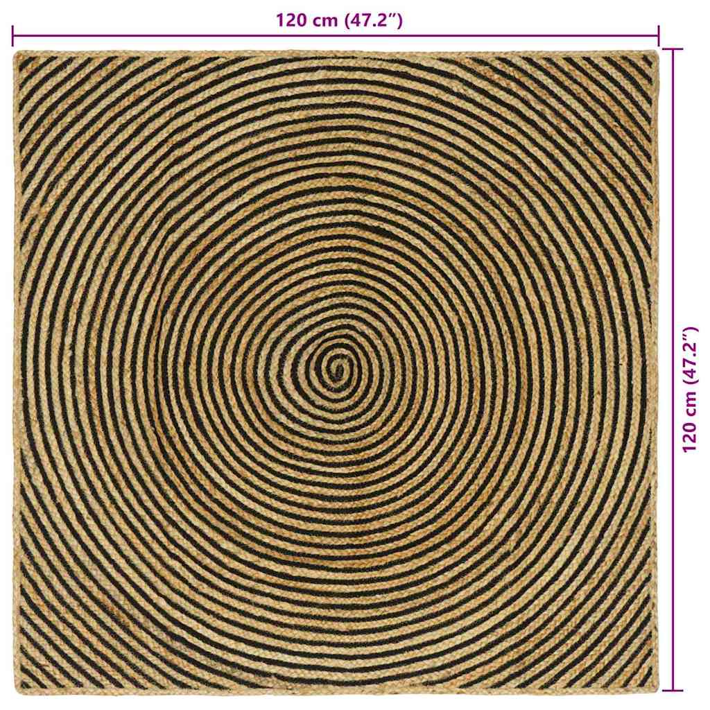 Vloerkleed Natuurlijk en Zwart 120 x 120 cm Jute image 9