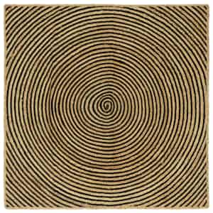 Preproga Naravna in črna 160 x 160 cm Juta