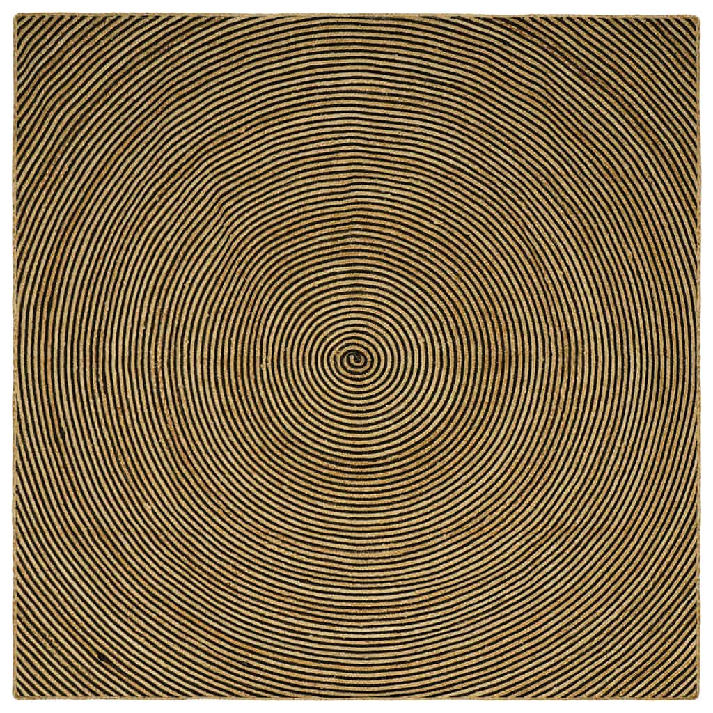 Vloerkleed Natuurlijk en Zwart 200 x 200 cm Jute image 1