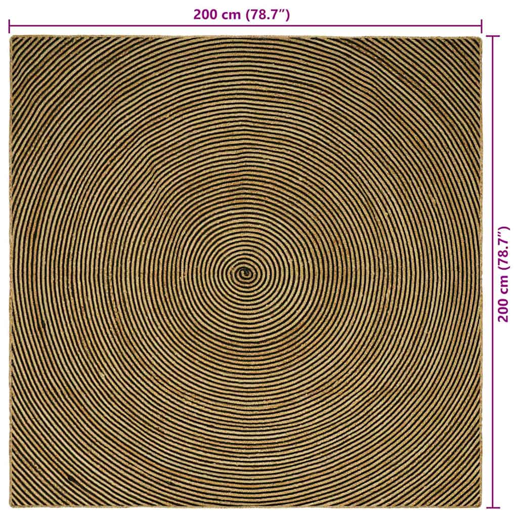Vloerkleed Natuurlijk en Zwart 200 x 200 cm Jute image 9