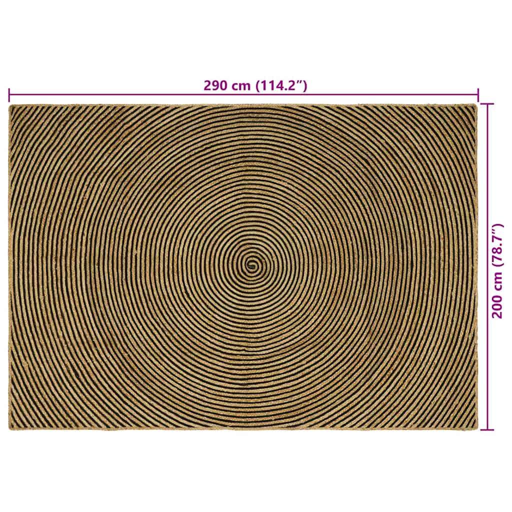 Vloerkleed Natuurlijk en Zwart 200 x 290 cm Jute image 9