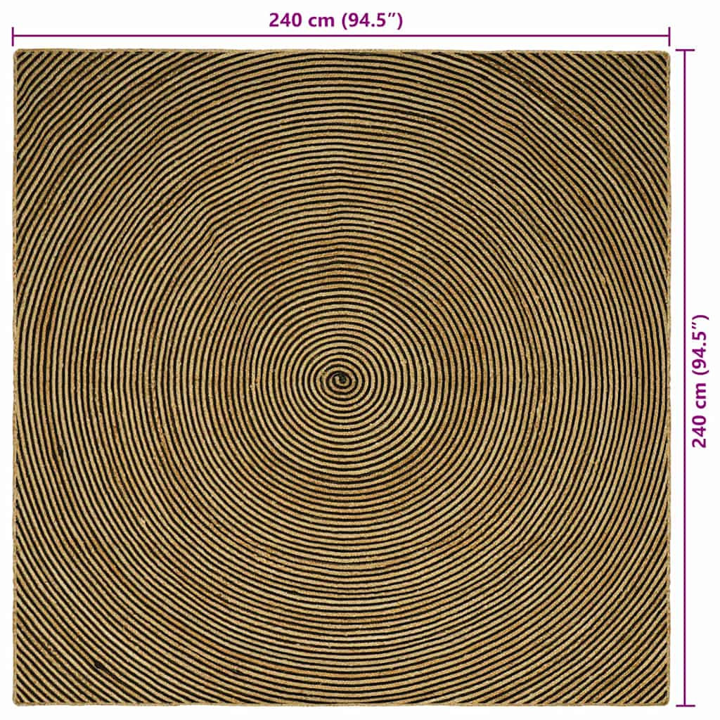Vloerkleed Natuurlijk en Zwart 240 x 240 cm Jute image 9