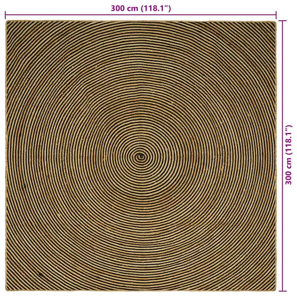 Vloerkleed Natuurlijk en Zwart 300 x 300 cm Jute image 9