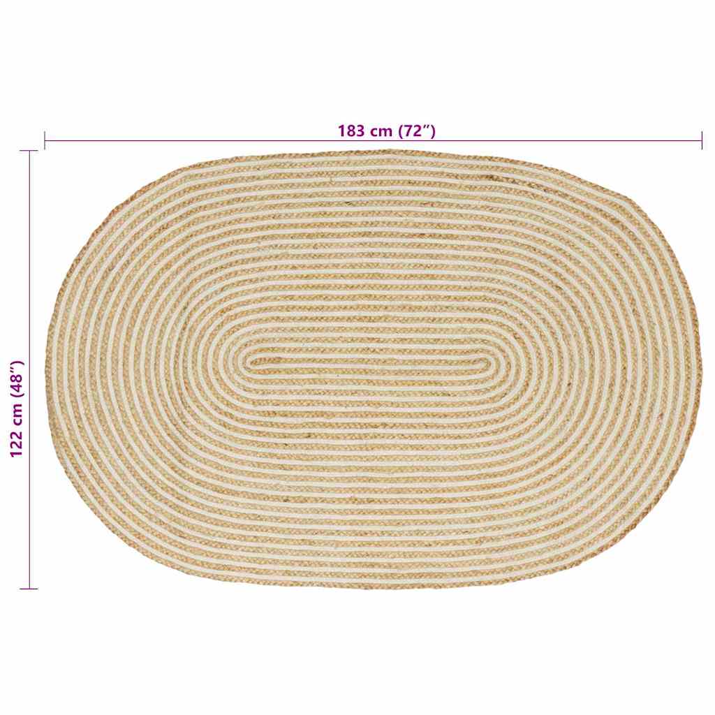 Vloerkleed Natuurlijk en Wit 122 x 183 cm Jute image 7