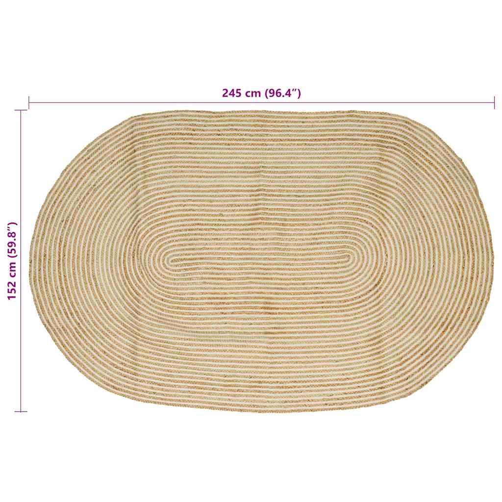 Vloerkleed Natuurlijk en Wit 152 x 245 cm Jute image 7