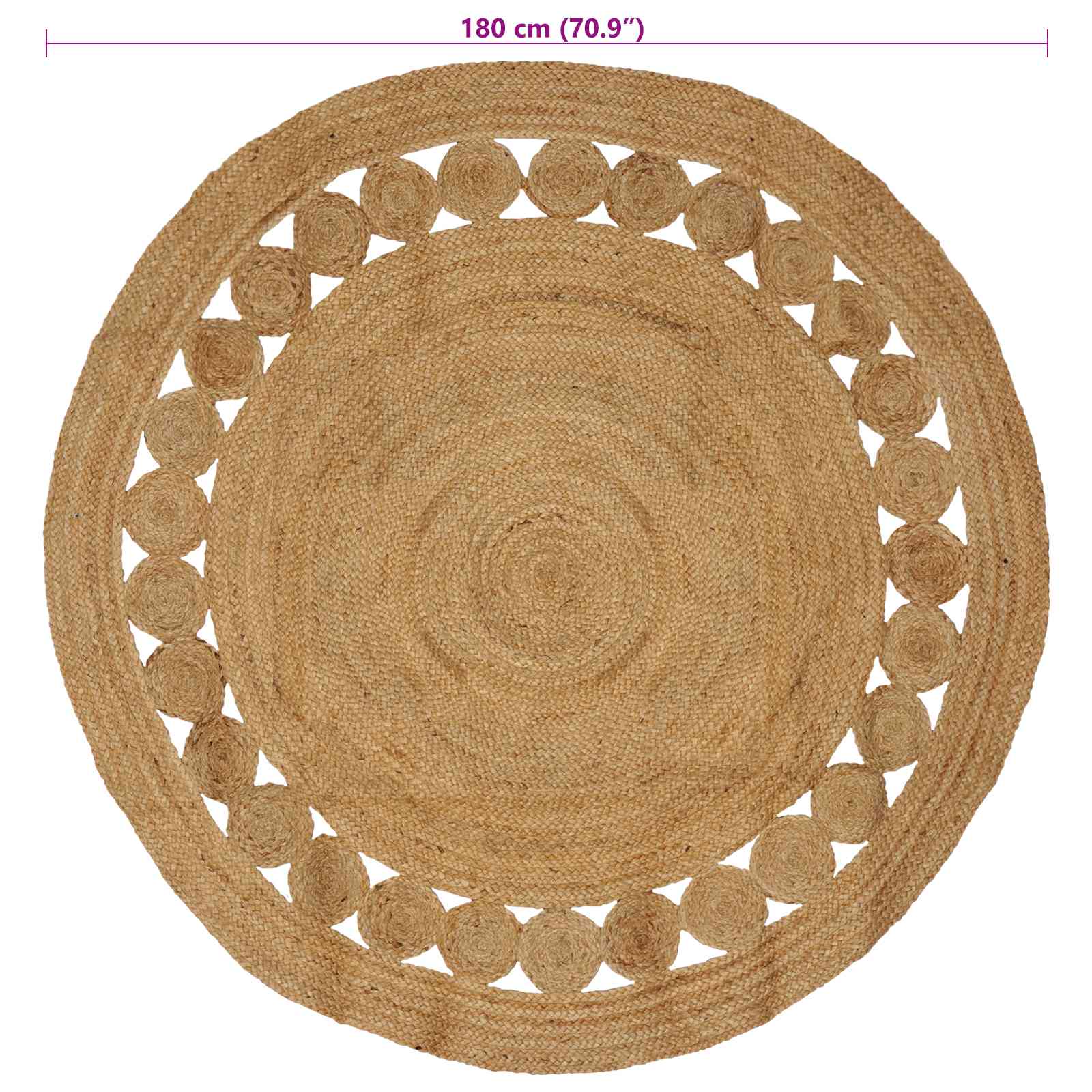 Tapijt Naturel Ø 180 cm Jute image 7