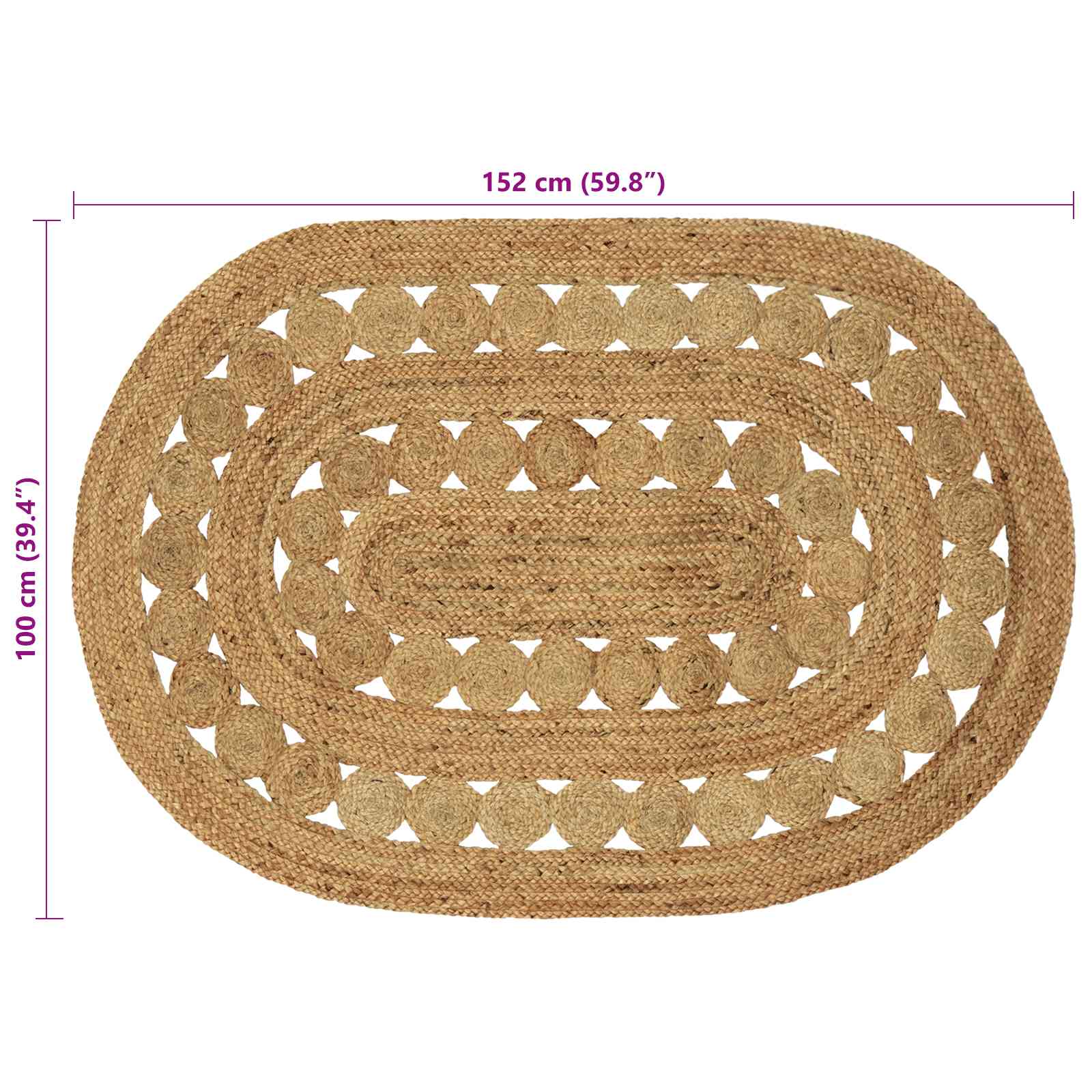 Tapijt Bruin 100 x 152 cm Jute image 7