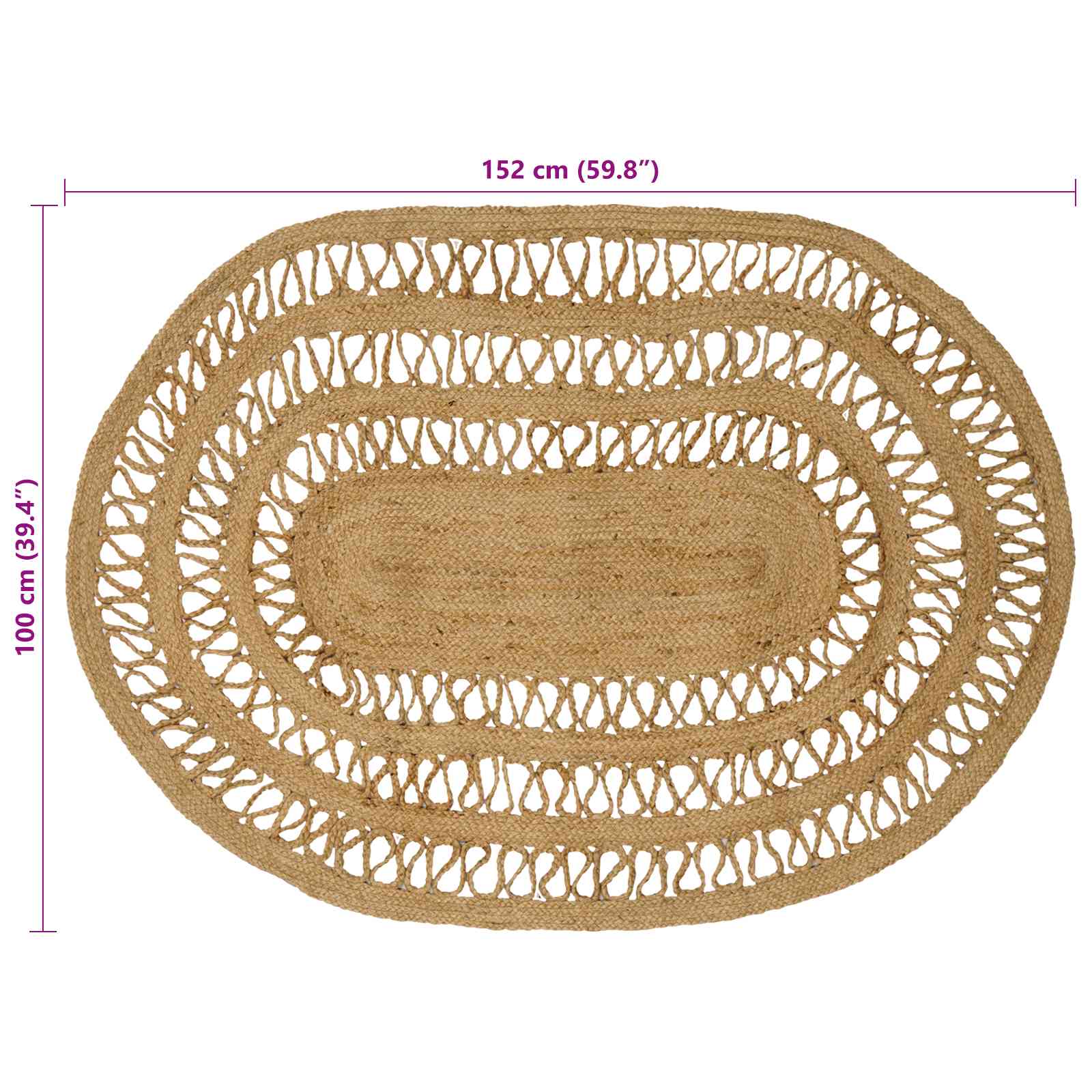 Tapijt Bruin 100 x 152 cm Jute image 7