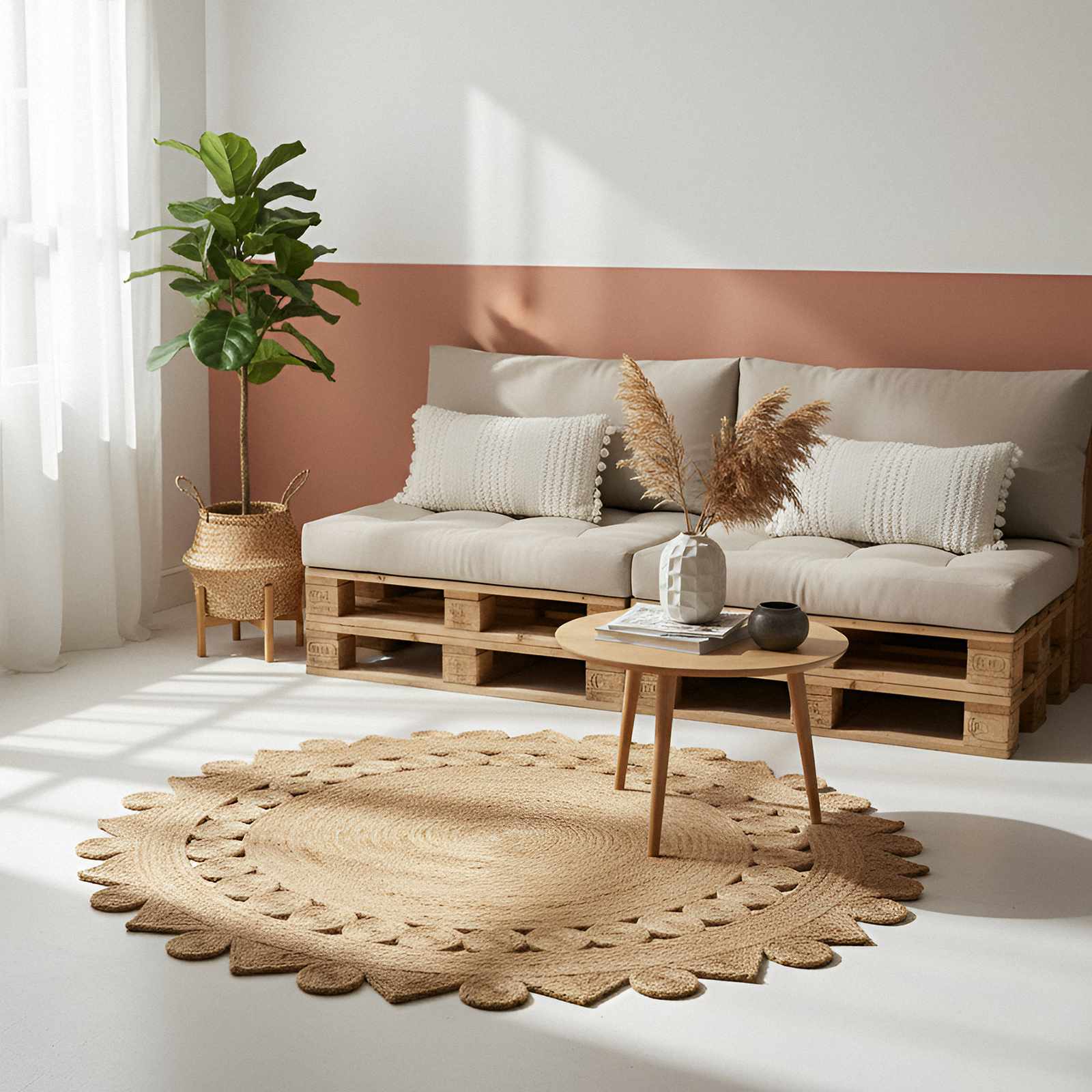 vidaXL Tapijt Bruin Ø 180 cm Jute