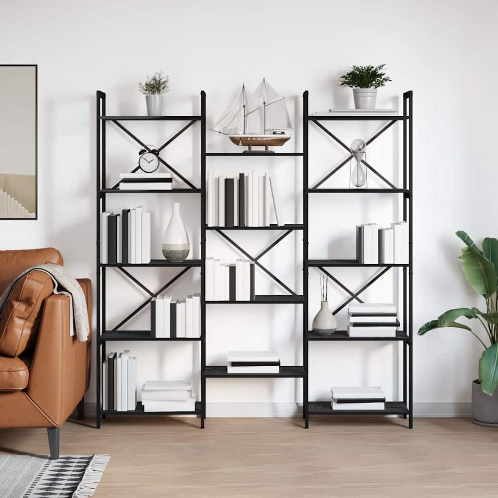 Raamatukapp Must tamm 156 x 25 x 167.5 cm Tehispuit
