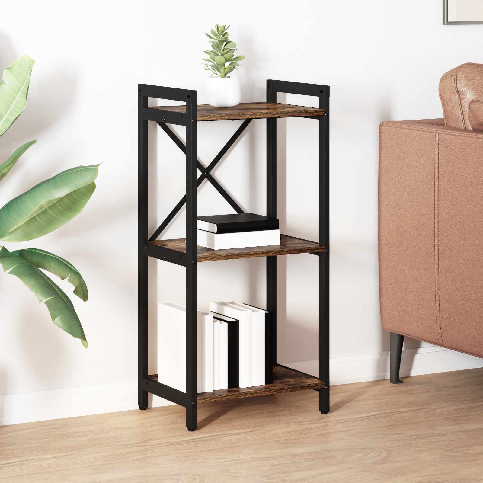 Bogreol Røget eg 40 x 30 x 83 cm Konstrueret træ