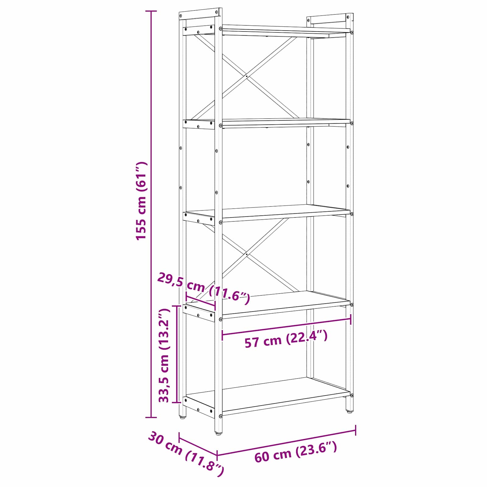 Raamatukapp Suitsetatud tamm 60 x 30 x 155 cm Tehispuit 11 Kõik vajalik sinu aeda ja koju! Raamatukapp Suitsetatud tamm 60 x 30 x 155 cm Tehispuit - Image 11