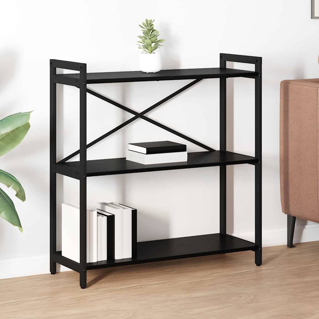 Bogreol Sort eg 80 x 30 x 83 cm Konstrueret træ