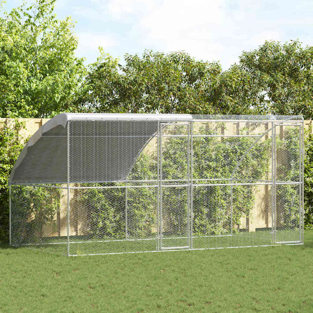 Kippenhok Zilver 400 x 200 x 198.5 cm Gegalvaniseerd staal