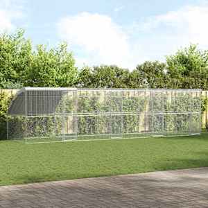 Kletka za piščance 4 pcs srebrna 800 x 200 x 200 cm Jeklo in PE