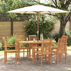 Zahradní jídelní souprava 7 pcs Hnědá Pevné teakové dřevo - obrázek 1