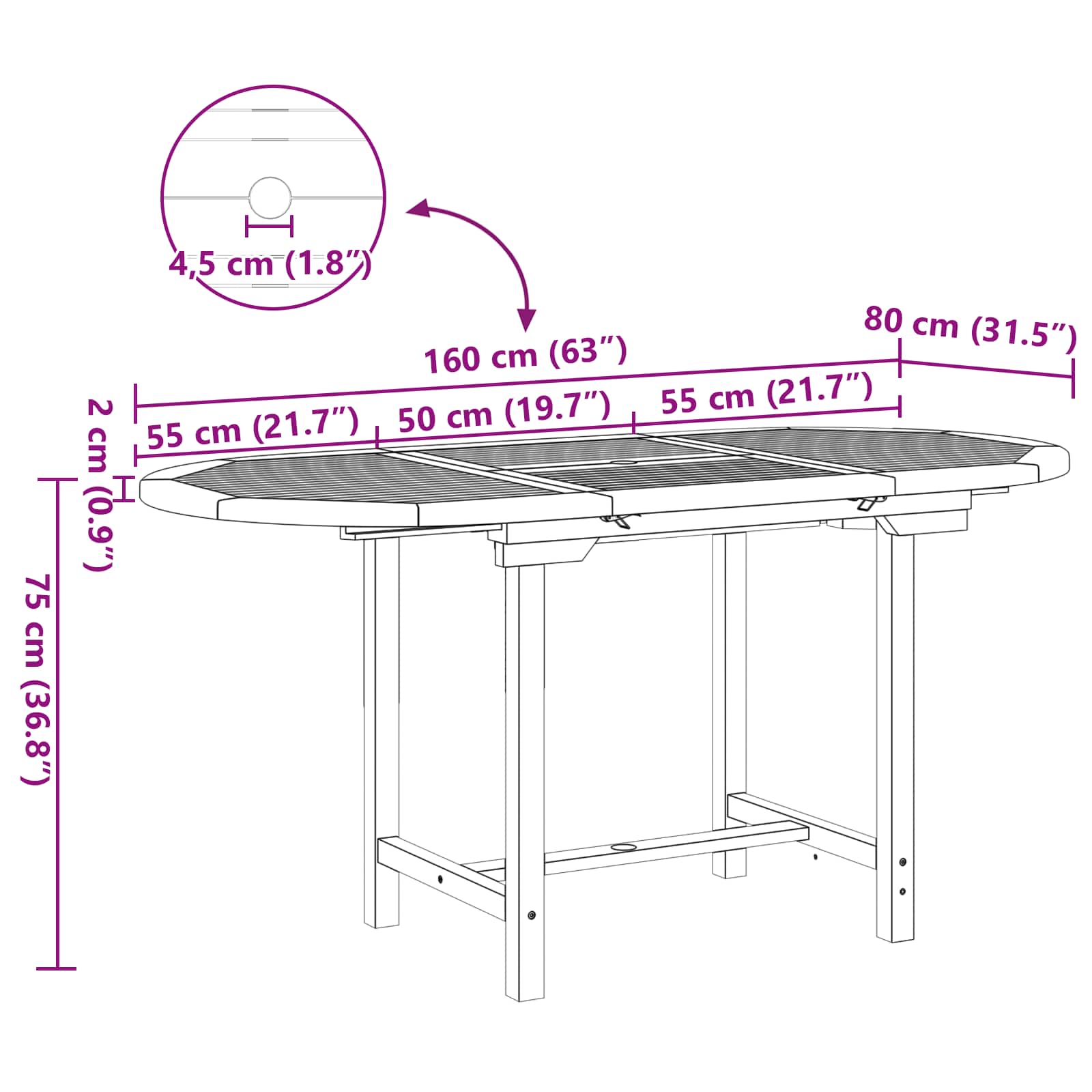 Dārza ēdamgalds 7 pcs Brūna Ciets tekša koks