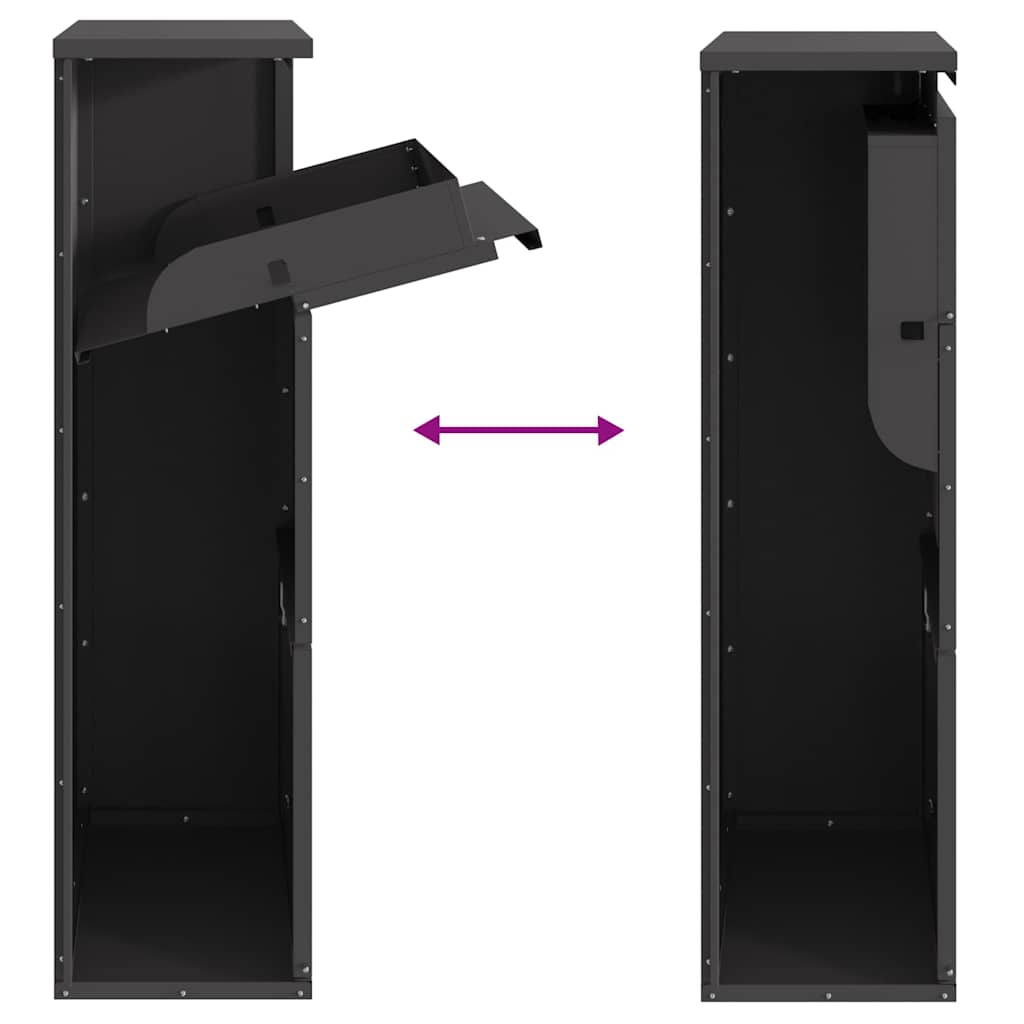 Pakket inwerp box met opslag Zwart 44 x 22 x 82 cm Staal image 9