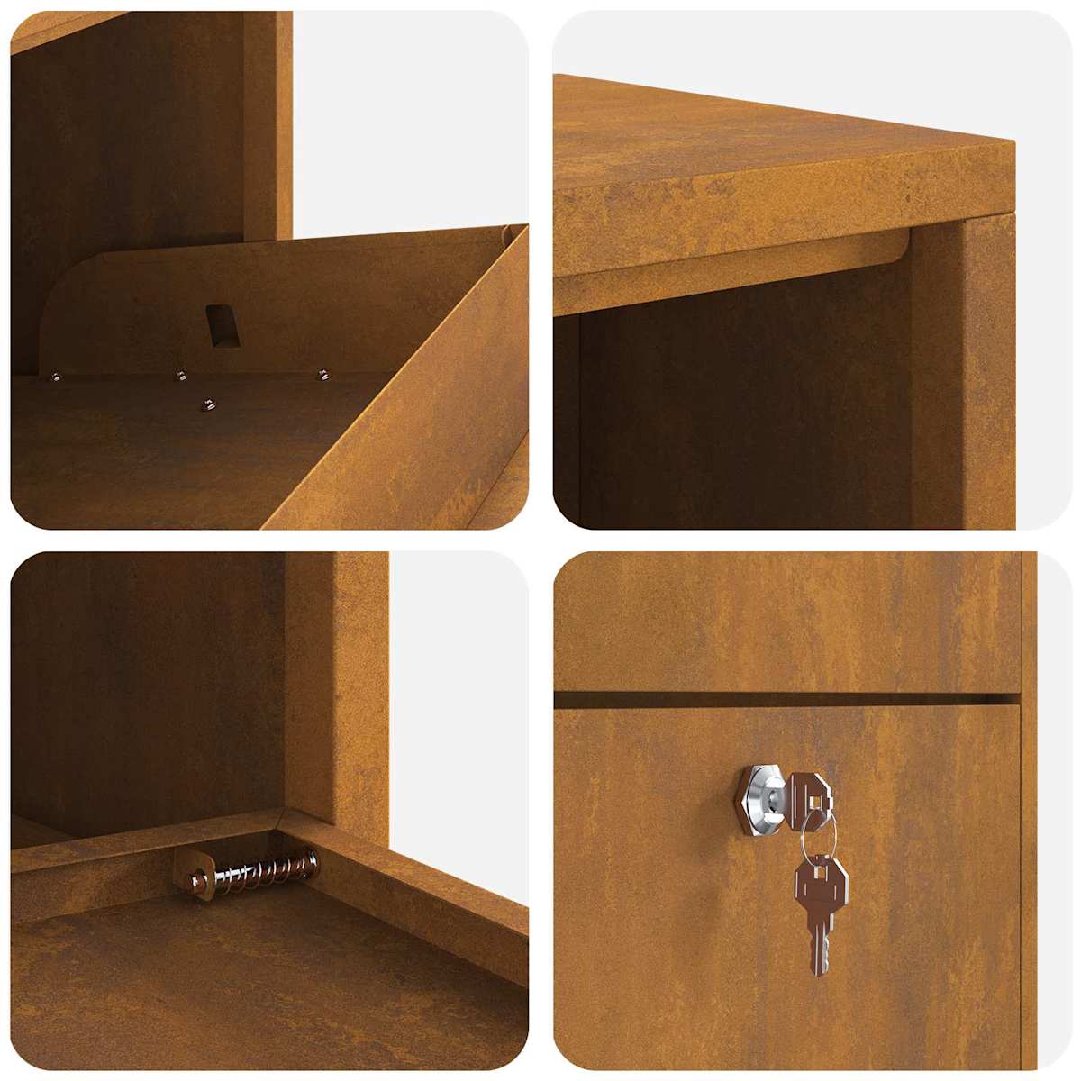 Pakke drop boks med dør Rusten 44 x 22 x 82 cm Cortenstål - Billede 9