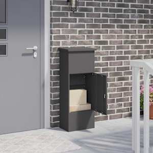 Škatla za dostavo z vrati Črna 44,5 x 29 x 110,5 cm Jeklo