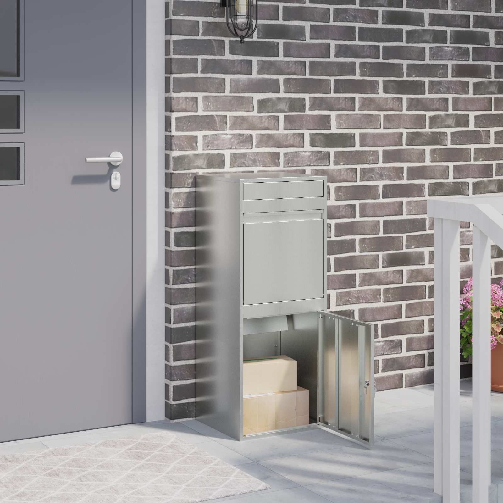 vidaXL Cutie pentru colet Argintiu 47,5 x 38 x 59 cm Oțel Galvanizat