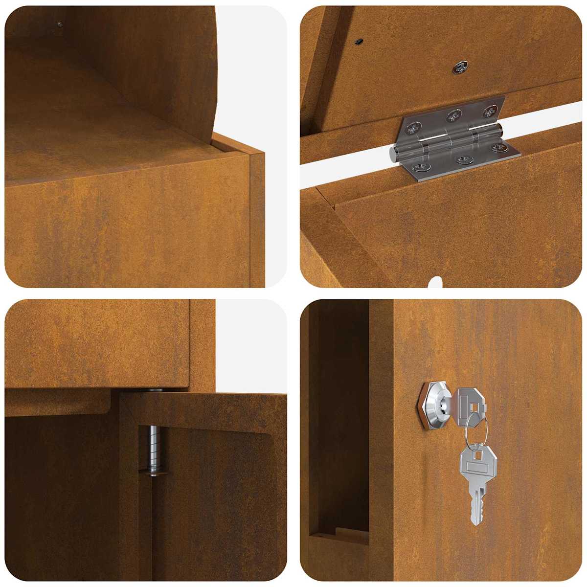 Pakke drop boks med dør Rusten 47,5 x 38 x 59 cm Cortenstål - Billede 9