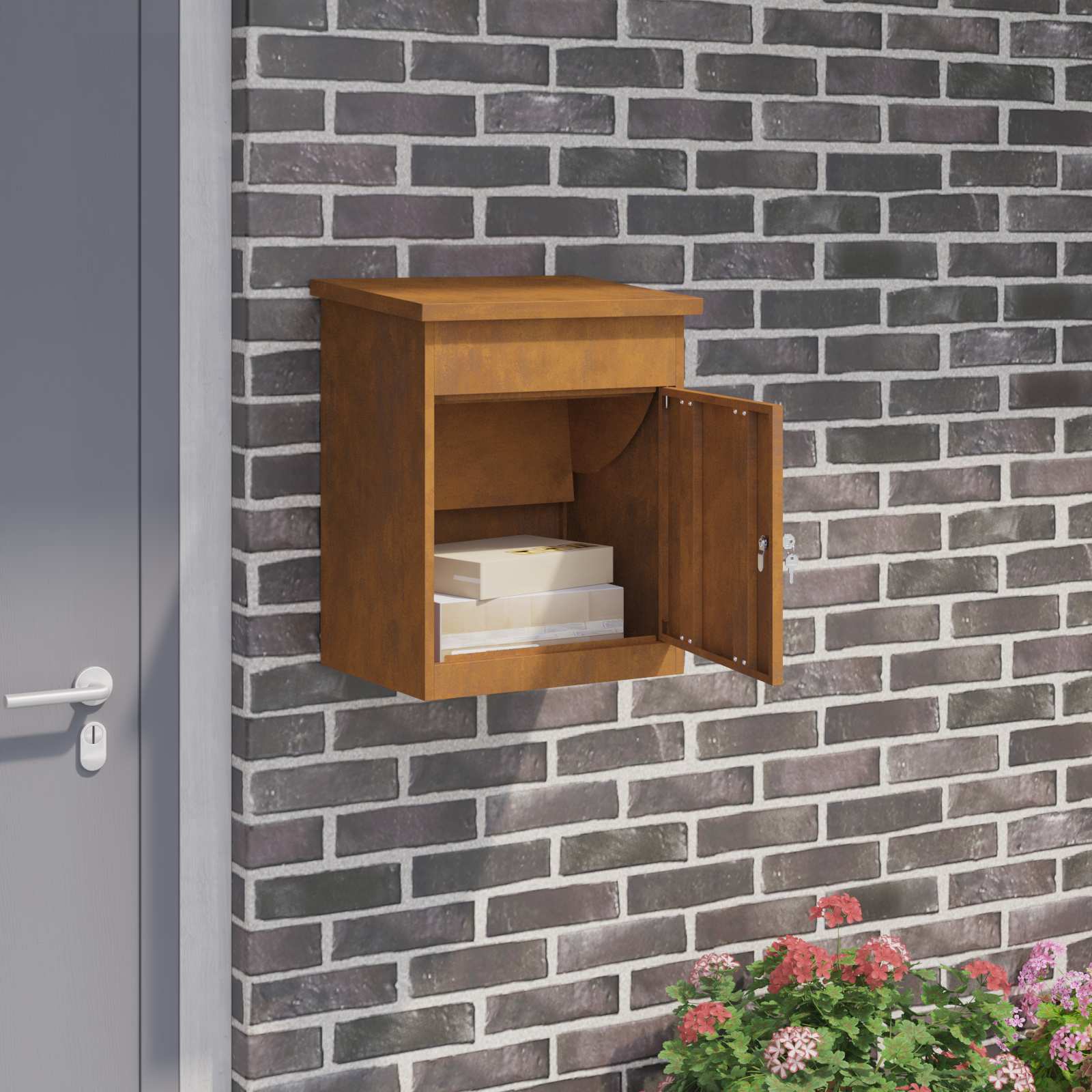 vidaXL Cutie pentru colet cu depozitare Ruginit 47.5 x 38 x 59 cm