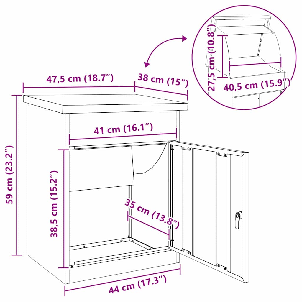 Pakket inwerp box Roestig 44 x 35 x 59 cm Cortenstaal image 12