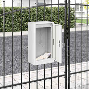 nabiralnik s shranjevanjem z vrati Bela 30 x 20 x 55 cm Jeklo