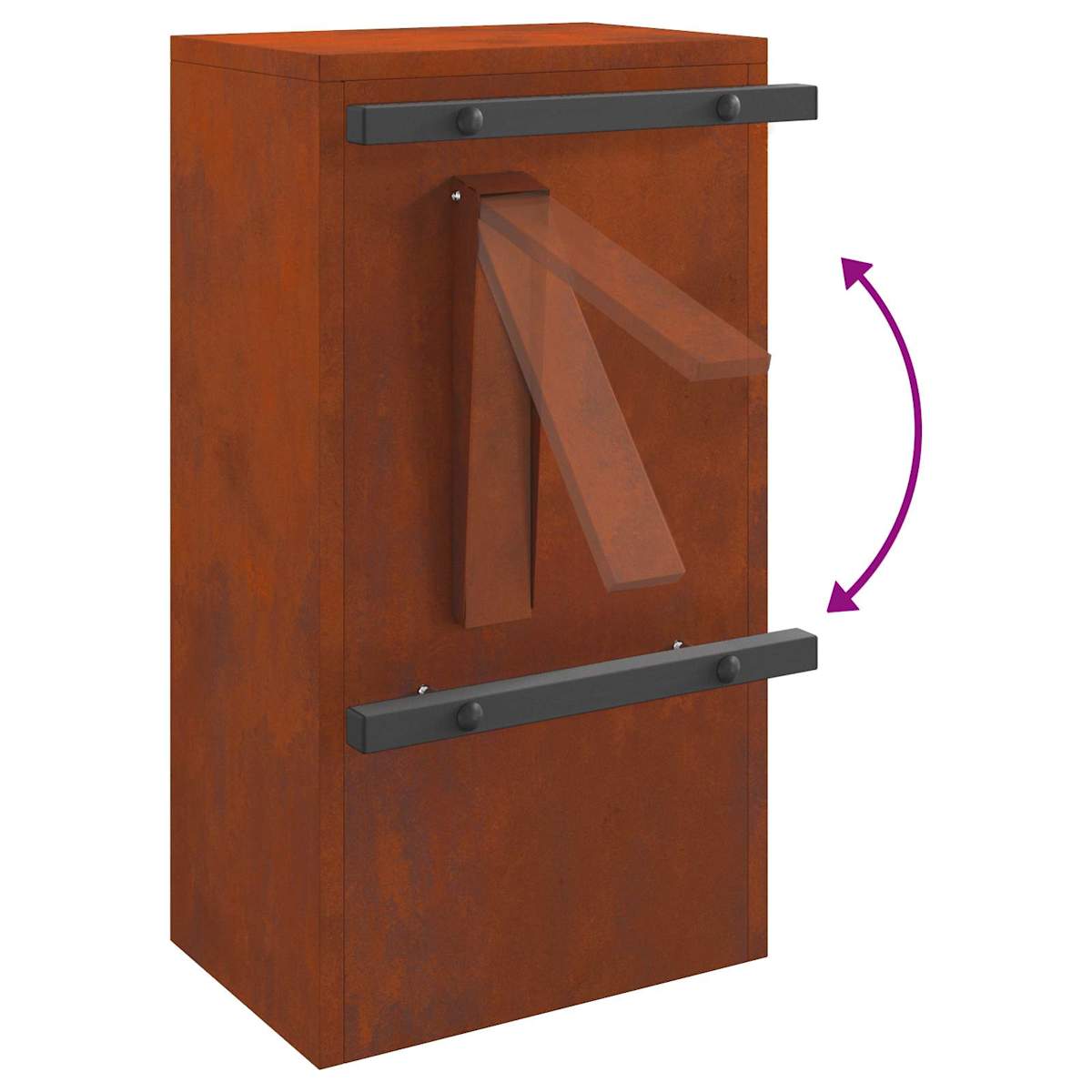 Postkasse med opbevaring Rusten 30 x 20 x 55 cm Cortenstål - Billede 10