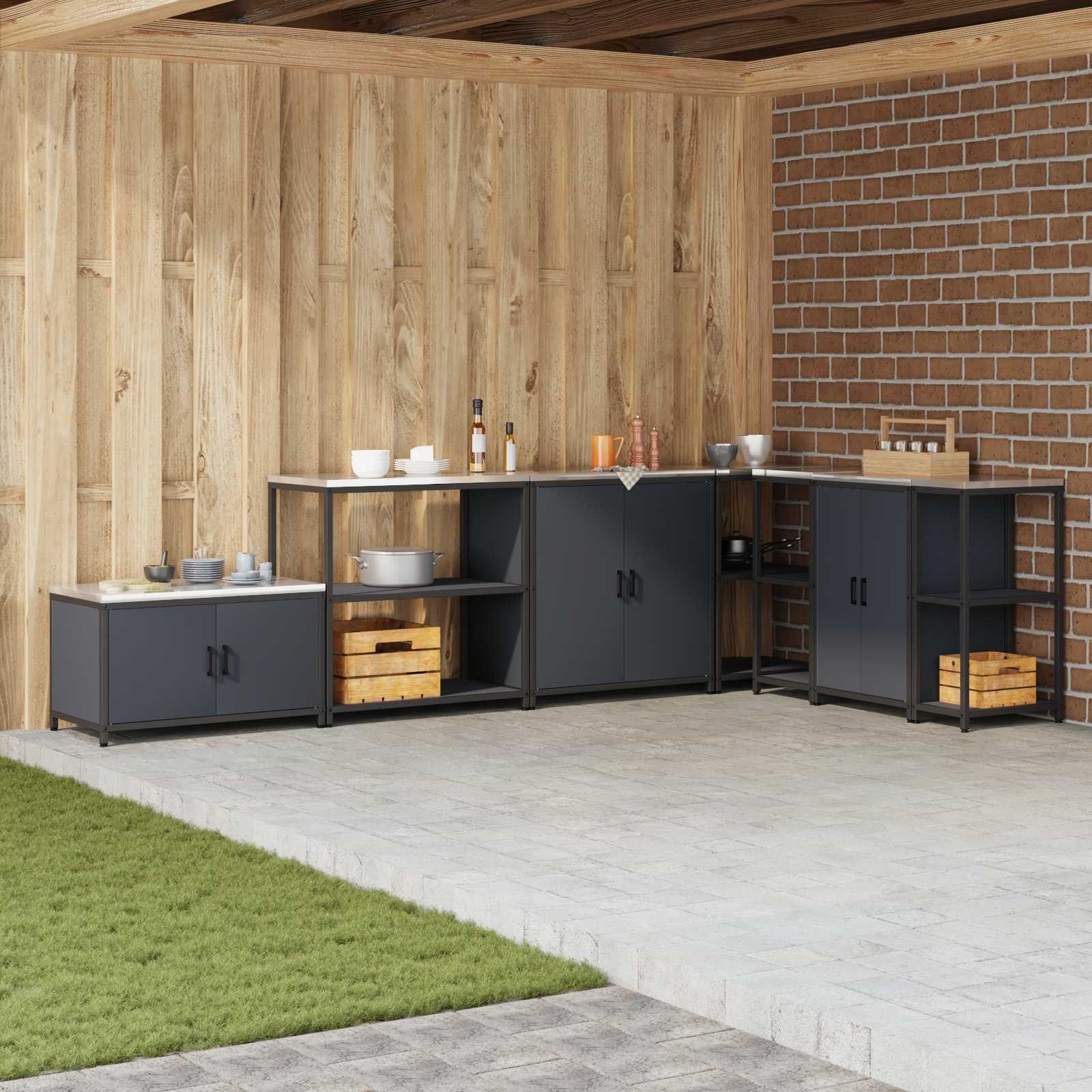 Keittiön säilytys hyllyllä Antrasiitti 60 x 50 x 92 cm Teräs