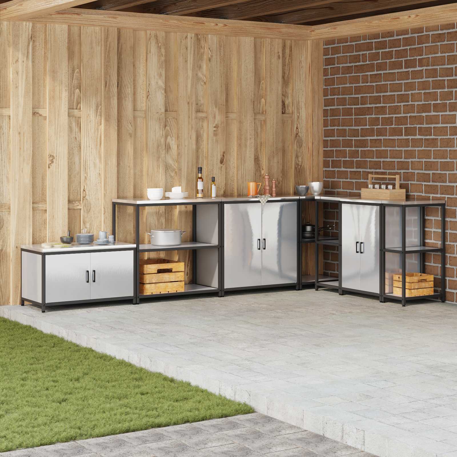 vidaXL Depozitare pentru bucătărie Argintiu 90 x 50 x 92 cm Oțel