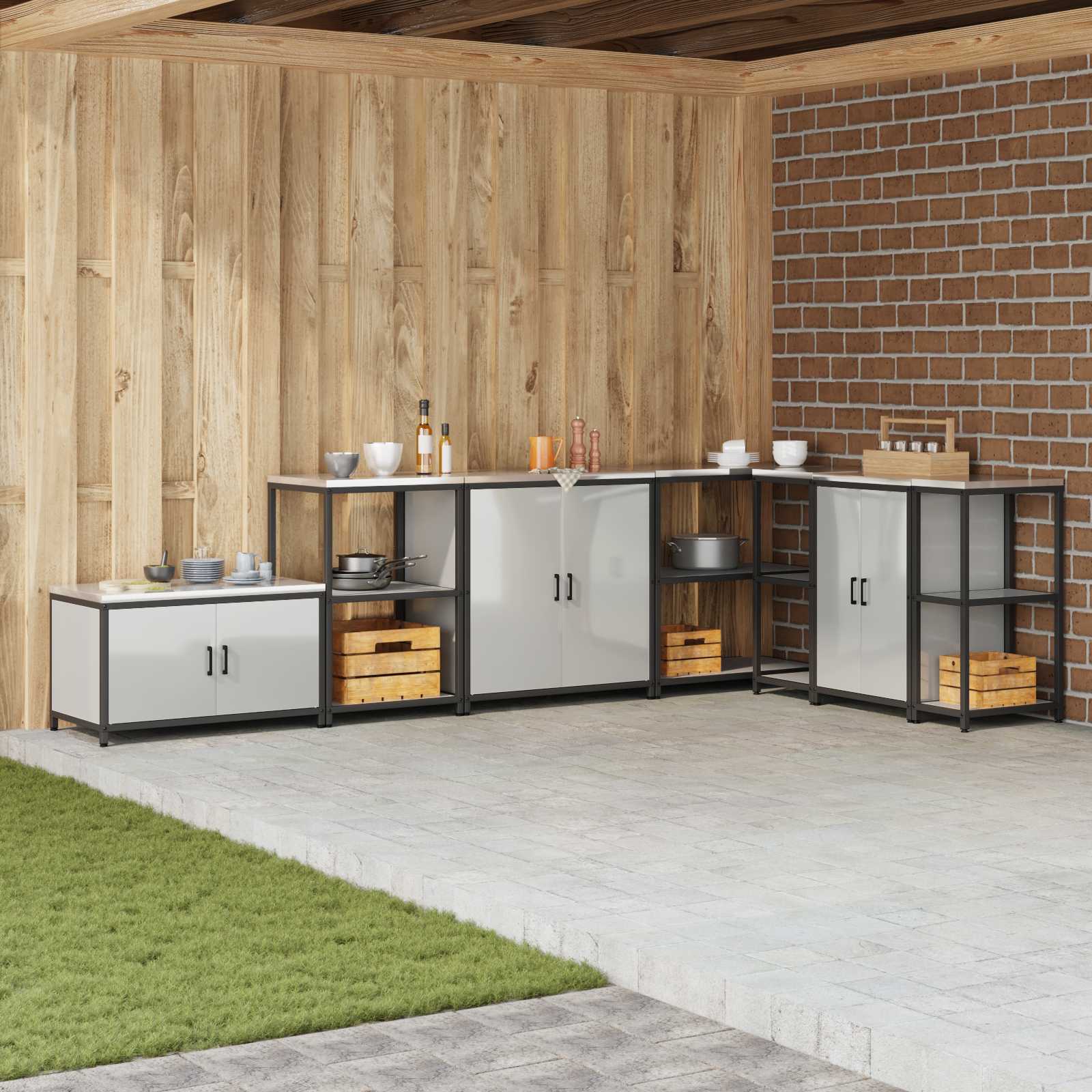 Keittiön säilytys hyllyllä Hopea 60 x 50 x 92 cm Teräs