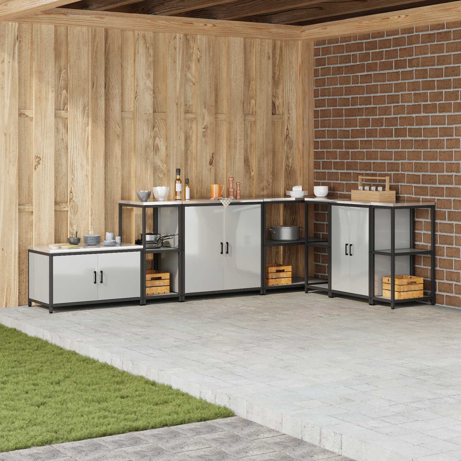 vidaXL Depozitare pentru bucătărie Argintiu 40 x 50 x 92 cm Oțel