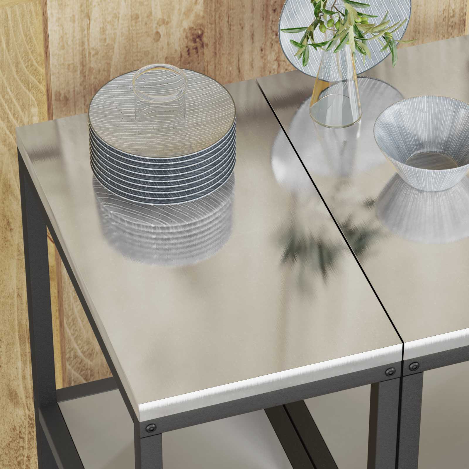 Shramba za kuhinjo s polico srebrna 30 x 50 x 92 cm Jeklo - slika 5