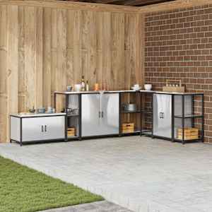 Shramba za kuhinjo s polico srebrna 60 x 50 x 92 cm Jeklo