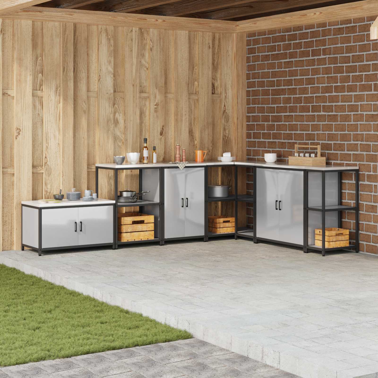 Köögivarude säilitamine riiuliga Hõbedane 60 x 50 x 92 cm Teras