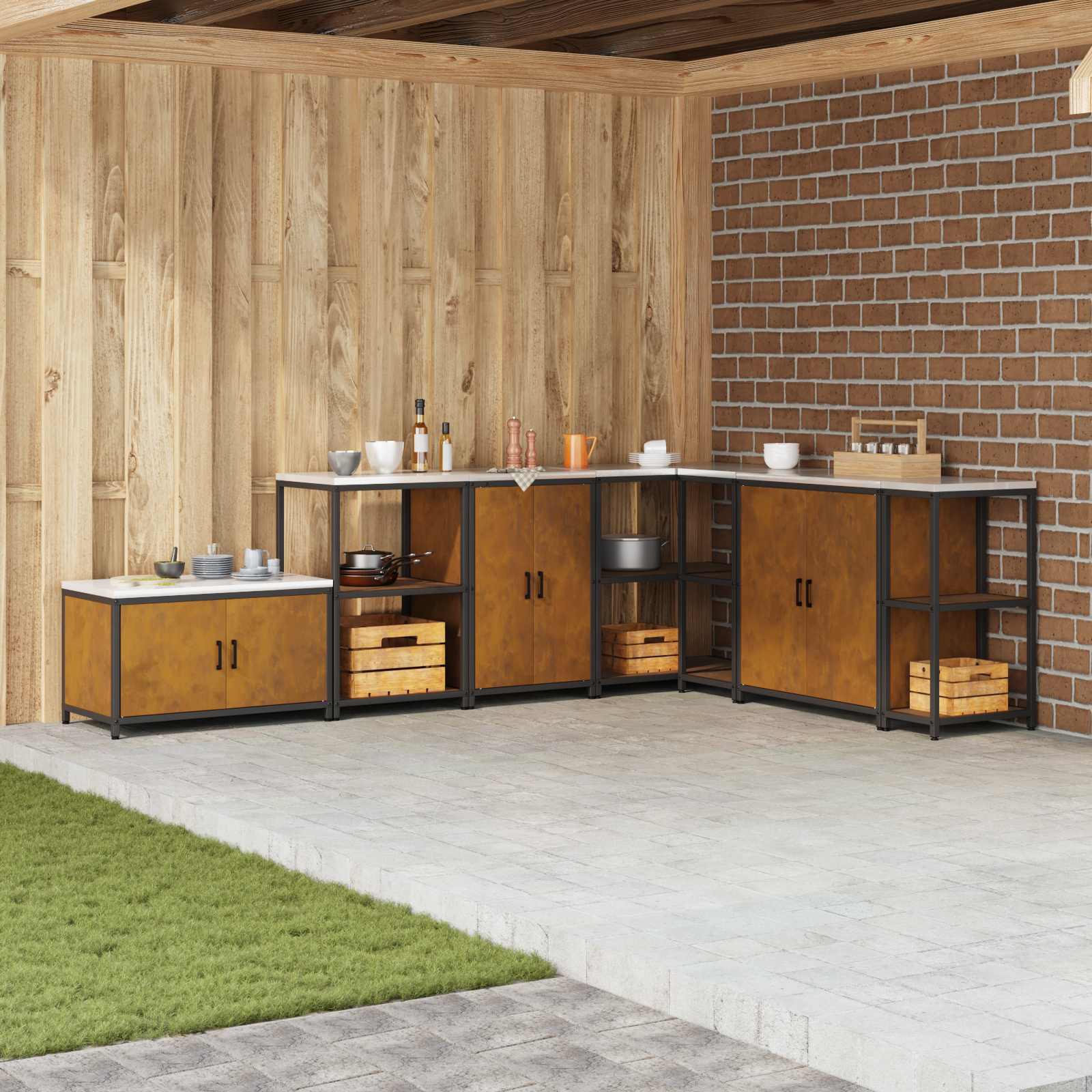 vidaXL Depozitare pentru bucătărie cu ușă Ruginit 60 x 50 x 92 cm Oțel