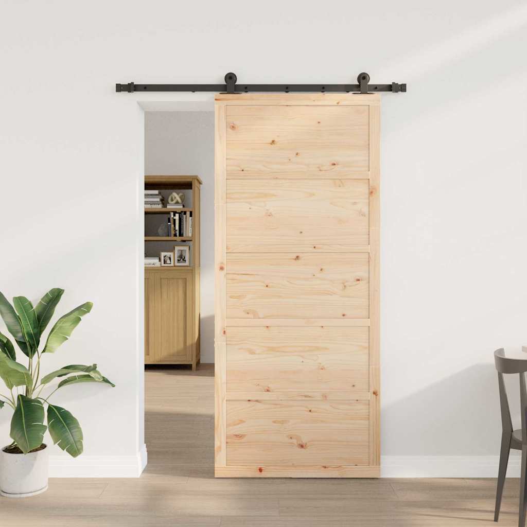 Skydedør Brun 80 x 208 cm Massivt fyrretræ