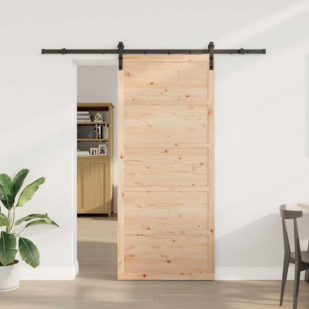 Skydedør Brun 90 x 208 cm Massivt fyrretræ