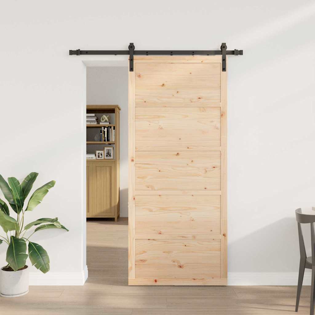 Sliding Door Brown 80 x 208 cm Solid pine wood