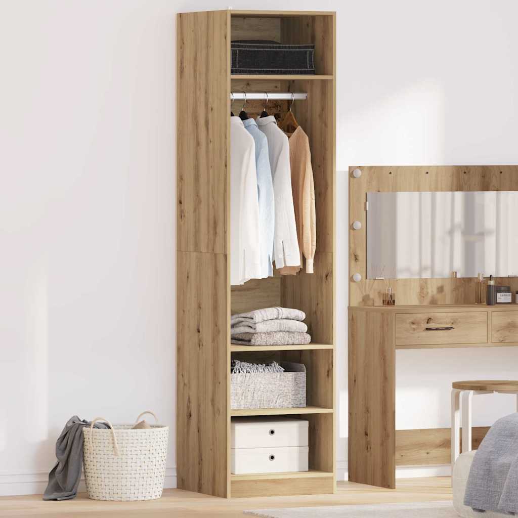 Kleiderschrank mit Regal mit Speicher Eiche handwerklich 50 x 50 x 200 cm