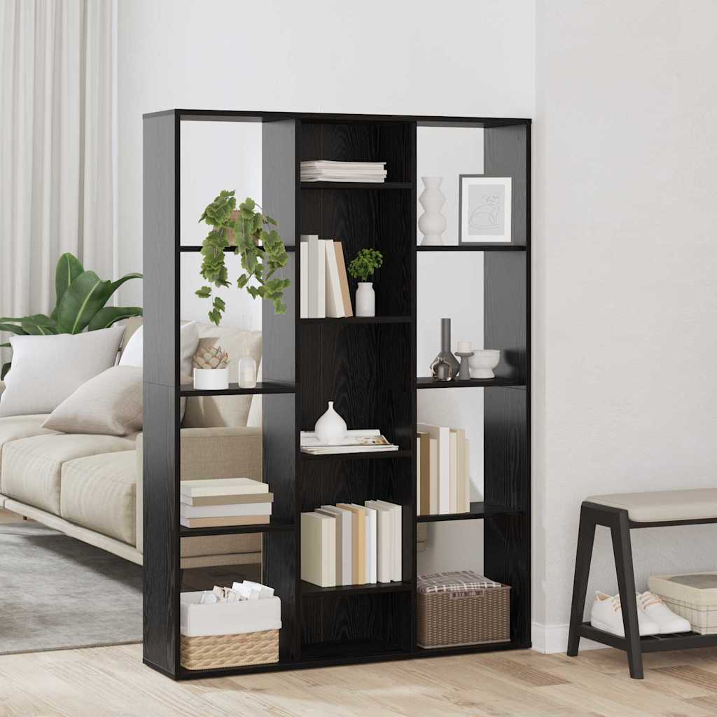 Rumdeler med hylde Sort eg 100 x 24 x 140 cm Konstrueret træ