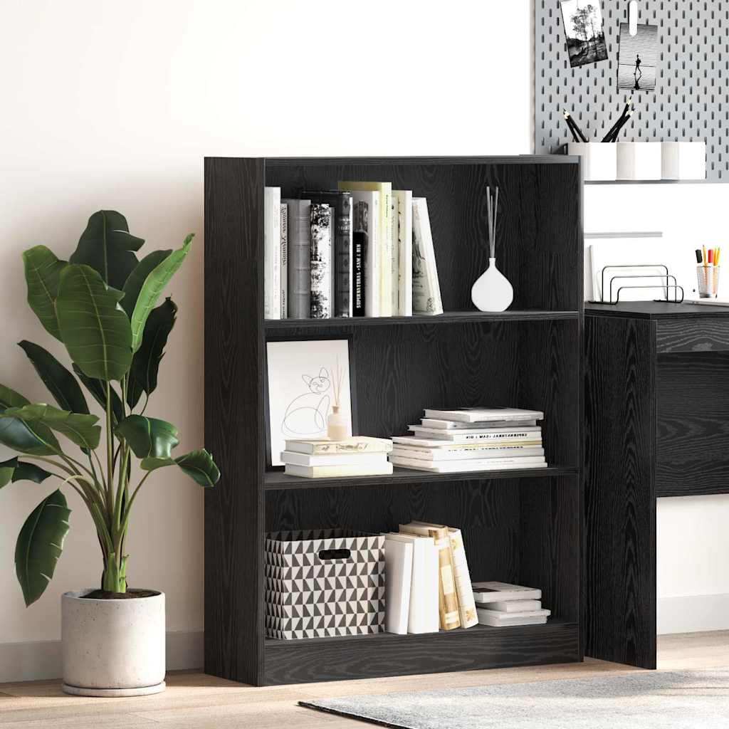 Raamatukapp Must tamm 80 x 24 x 109 cm Puitlaastplaat