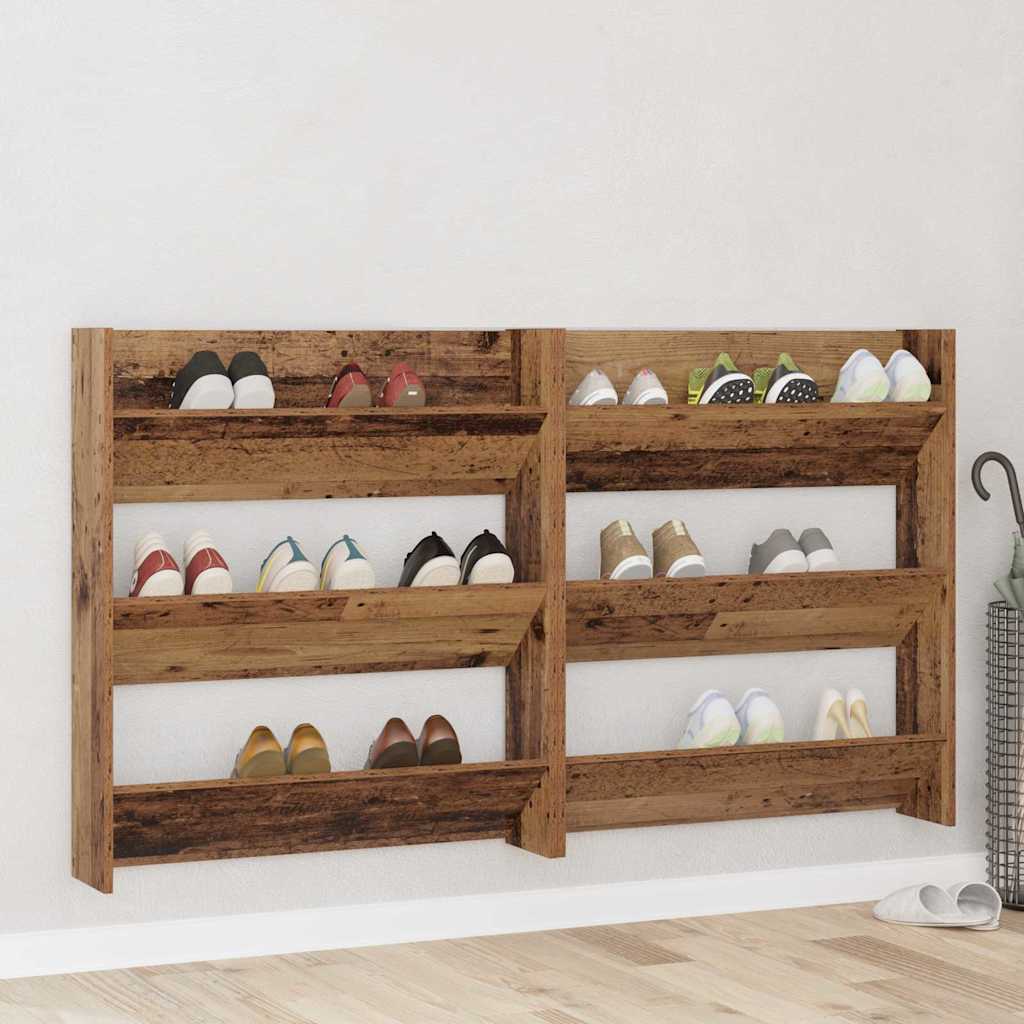 Seina jalatsikapid - 2 tk, vintage puit, 80x18x90 cm, valmistatud tehispuidust